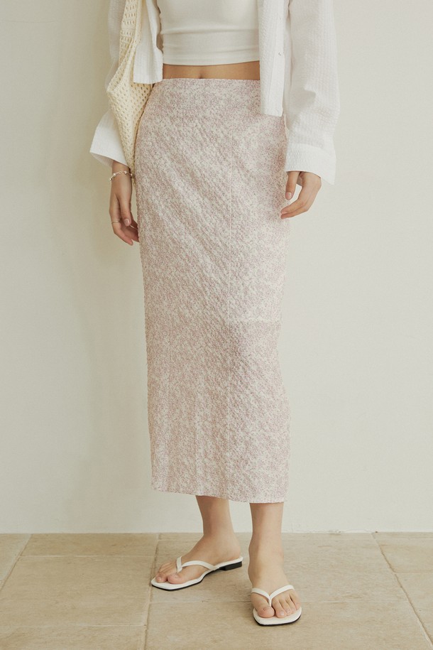 ADAUL - 롱스커트 - Embo chiffon flower H line long skirt - pink