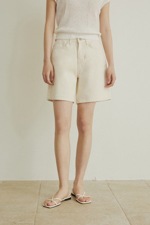 Back label cotton half pants - 3color