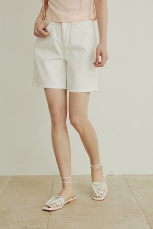 Back label cotton half pants - 3color