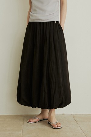 Banding balloon long skirt - black