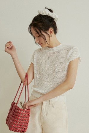See through shibori cap sleeve knit - 2color