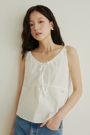 Tunnel string sleeveless blouse - white