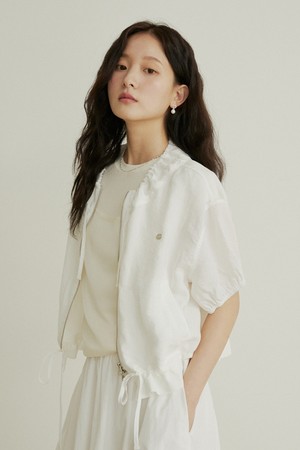 Shirring half windbreaker - white