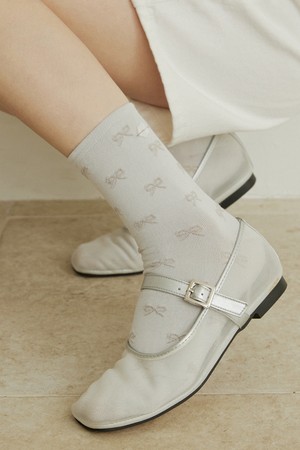 Ribbon pattern cloud charm socks - 3color