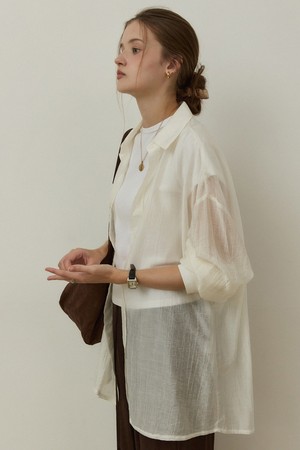 Crack see through loose shirts - ivory