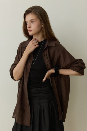 Crack see through loose shirts - brown