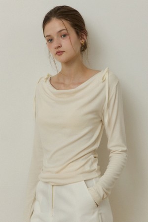 Drape double ribbon t shirts - 3color