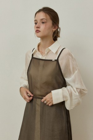 Grace sheer layered wrap dress - brown