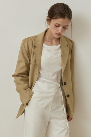 Back label suede jacket - beige