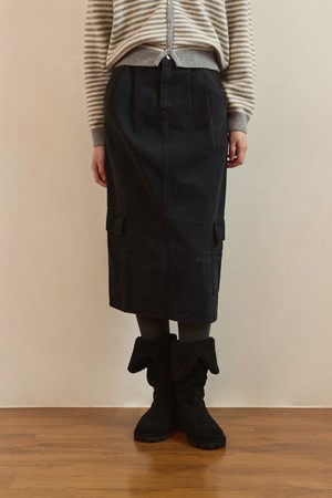 Lata cargo pocket H line skirt - navy