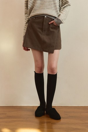 Unbalance cut mini skirt - khaki grey