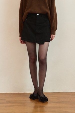 Unbalance cut mini skirt - black