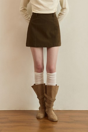 Suede A line mini skirt - brown