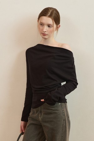 Slim shirring drape t shirts - 3color