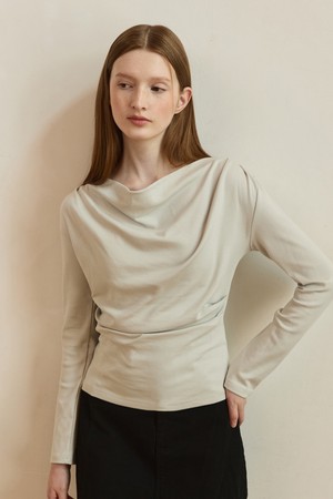 Slim shirring drape t shirts - 3color