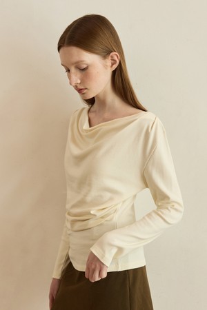 Slim shirring drape t shirts - 3color