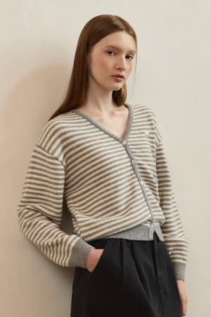 Warm touch stripe v neck cardigan - 5color