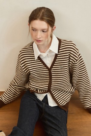 Warm touch stripe v neck cardigan - 5color