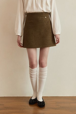 Teddy boucle tweed mini skirt - brown