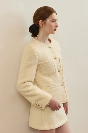 Teddy boucle tweed jacket - ivory
