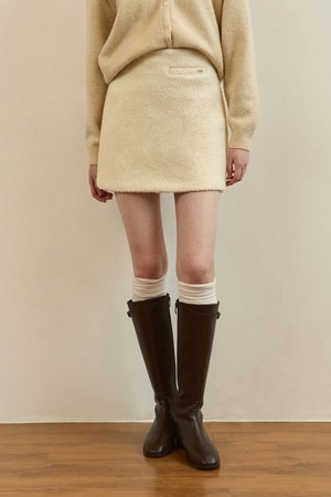 Teddy boucle tweed mini skirt - ivory
