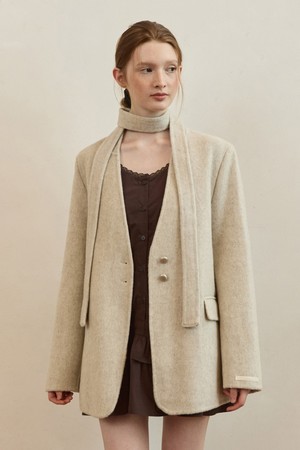 Pebble button handmade wool jacket - oatmeal