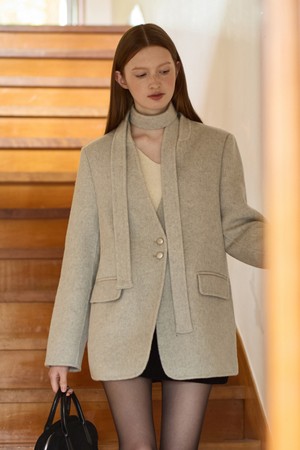 Pebble button handmade wool jacket - pale grey