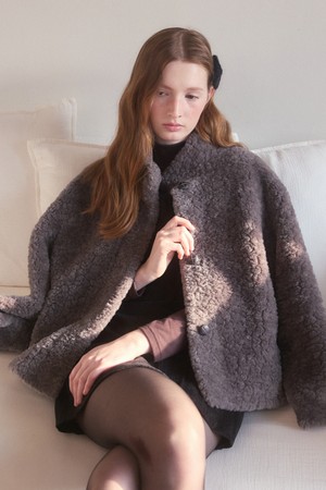 Duffle bouckle short coat - charcoal