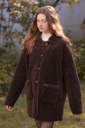 Point suede collar mustang half coat - deep brown