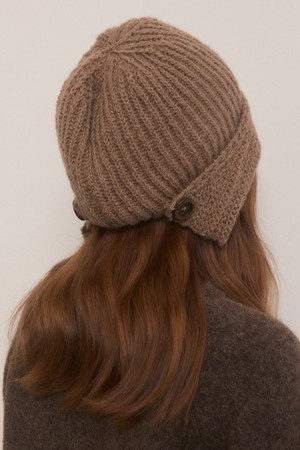 Wood button vintage beanie - 5color