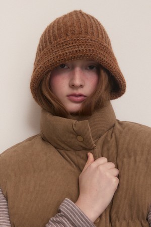 Wood button vintage beanie - 5color
