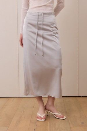 Satin long H line skirt - ash