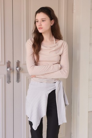 Halter neck layered drape t shirts - 3color