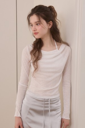 Halter neck layered drape t shirts - 3color