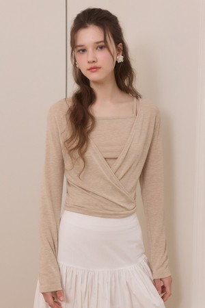 Soft touch mood wrap t shirts set - 3color