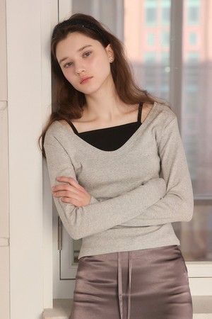 Deep v neck slim fit layered t shirts - 3color