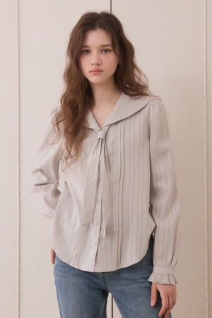 Sailor tie stripe blouse - ash mint