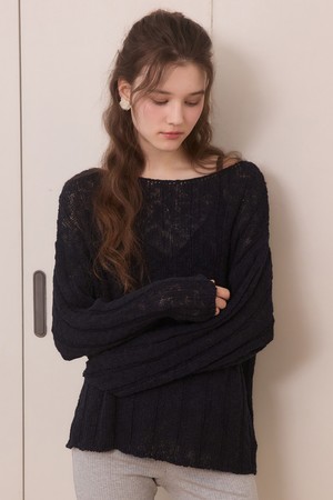 Soft bloom cable knit - navy