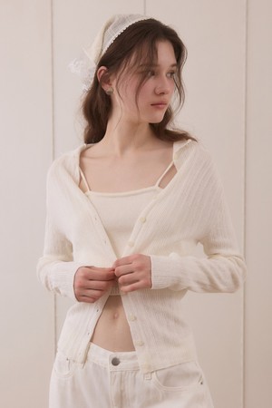 Tight button cardigan - ivory