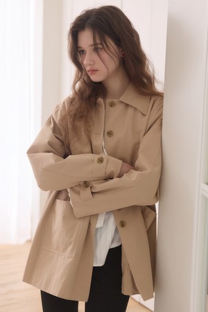 Sand minimal half trench coat - beige