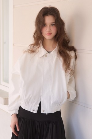 Clear zip up blouson - white