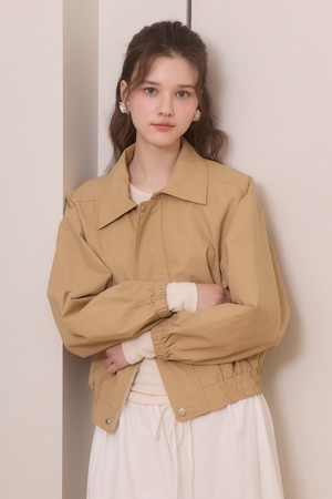 Clear zip up blouson - beige
