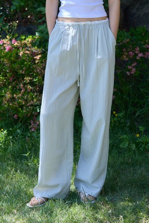 Frill layered sagging banding pants - ash mint