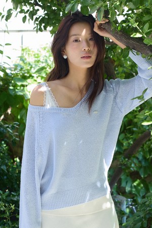 Pastel loose fit layered knit - 3color