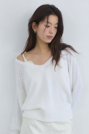 Pastel loose fit layered knit - 3color