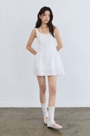 Fit flare sleeveless mini dress - white