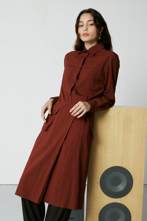 [21FW] FLAP POCKET LONG SHIRT DRESS_Red [U1F0O601/24]