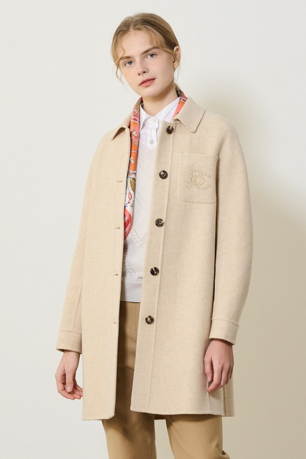 BCBG - 코트 - [23SP] 울 멜란지 하프 코트_L/Beige B3S1H80171