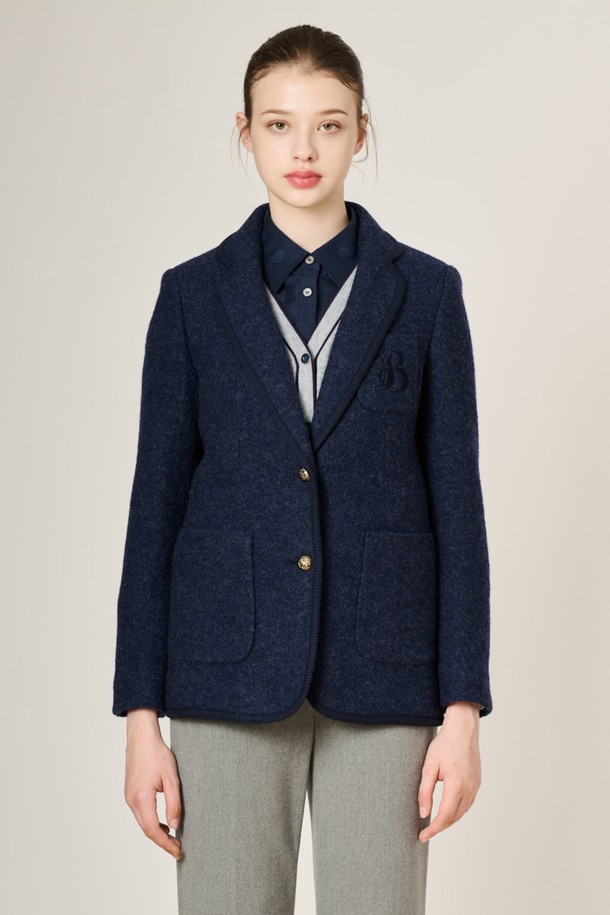 BCBG - 자켓 - [22WT] 자수포켓 울 싱글 자켓_Navy B2W9J10355