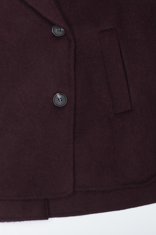 BCBG - 코트 / 패딩 - [22WT] 라마 블랜딩 핸드메이드 코트_Burgundy B2W9G19025